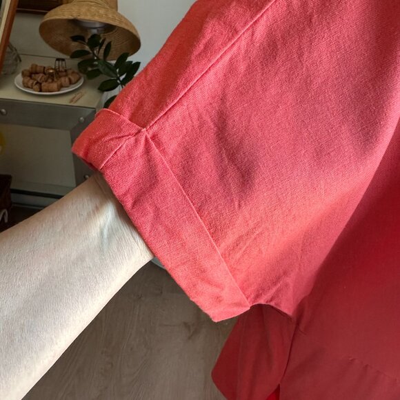 Linen Blend Tunic Dress sz XXL - Coral - Picture 3 of 13